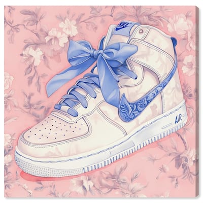 Blue Bow Sneaker Canvas by Art Remedy, Gallery Wrapped
