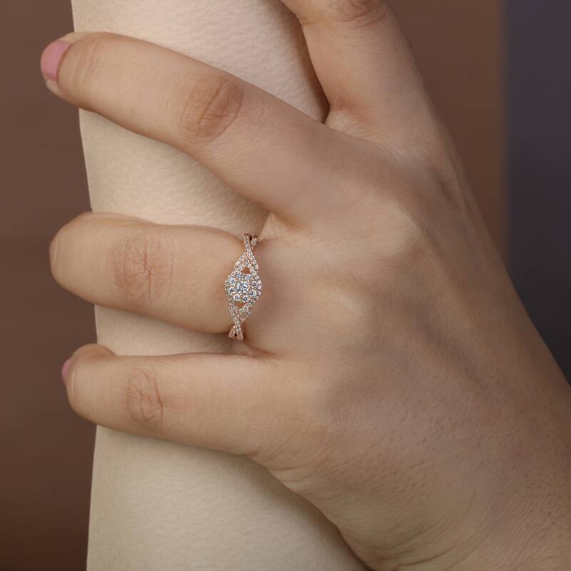 1/3ct TDW Diamond Cluster Engagement Ring in 10k Gold for Women