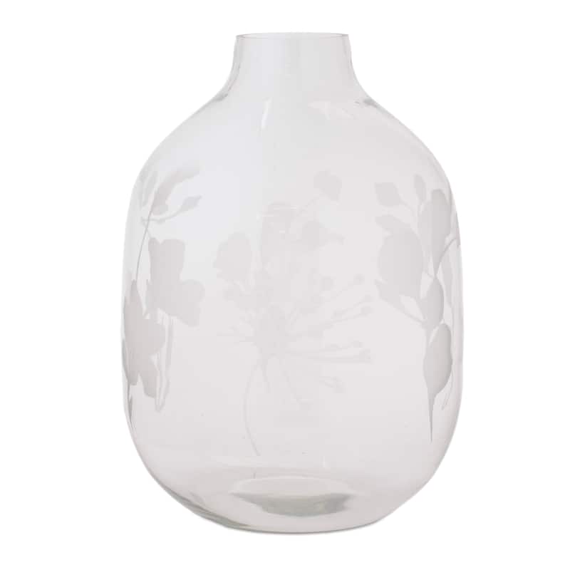 Frosted Floral Glass Vase (Set of 2)
