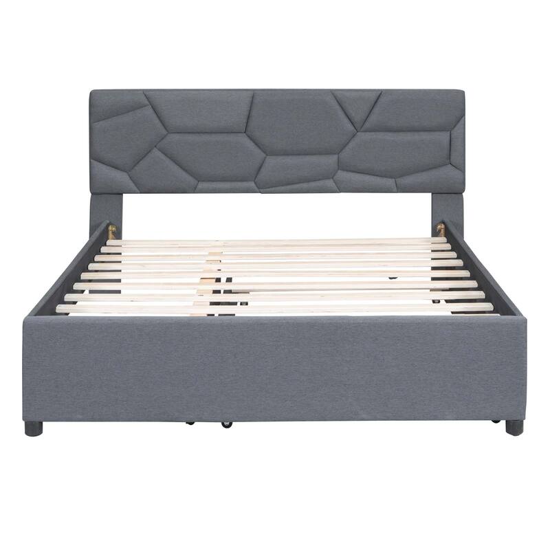 Brick Pattern Platform Bed with Trundle