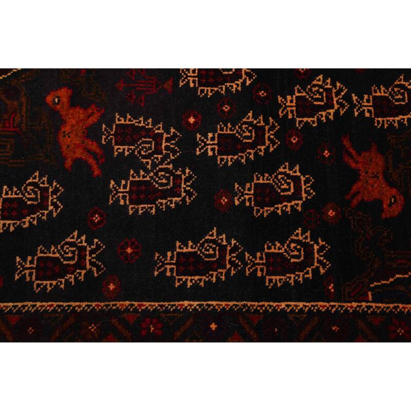 ECARPETGALLERY Hand-knotted Teimani Dark Navy Wool Rug - 3'11 x 7'0