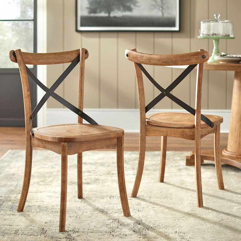 Simple Living Constance Solid Wood X-Back Dining Chairs (Set of 2) - Driftwood