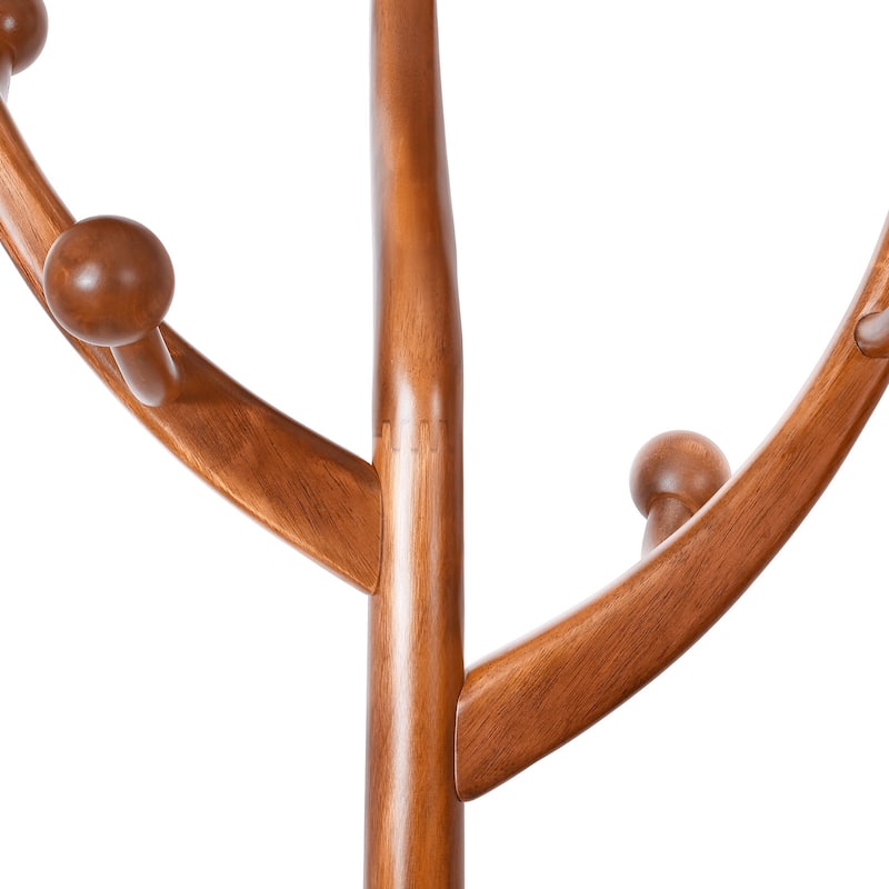 Tree-branch Rubberwood Freestanding Coat Rack with 8 Hooks - 24.5"W x 70.87"H