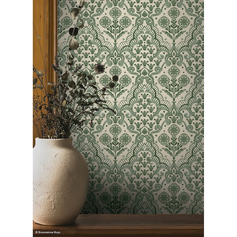 NuWallpaper Brownstone Boys Brownstone Blooms Forest Peel and Stick Wallpaper - N/A