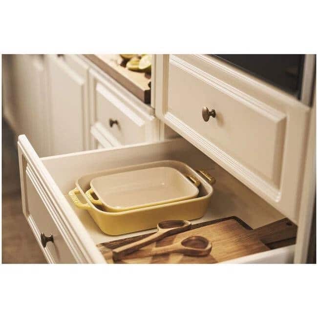 2 Piece Ceramic Stoneware Casserole Dish Set Non-Stick Rectangular Baking Dishes Oven Safe