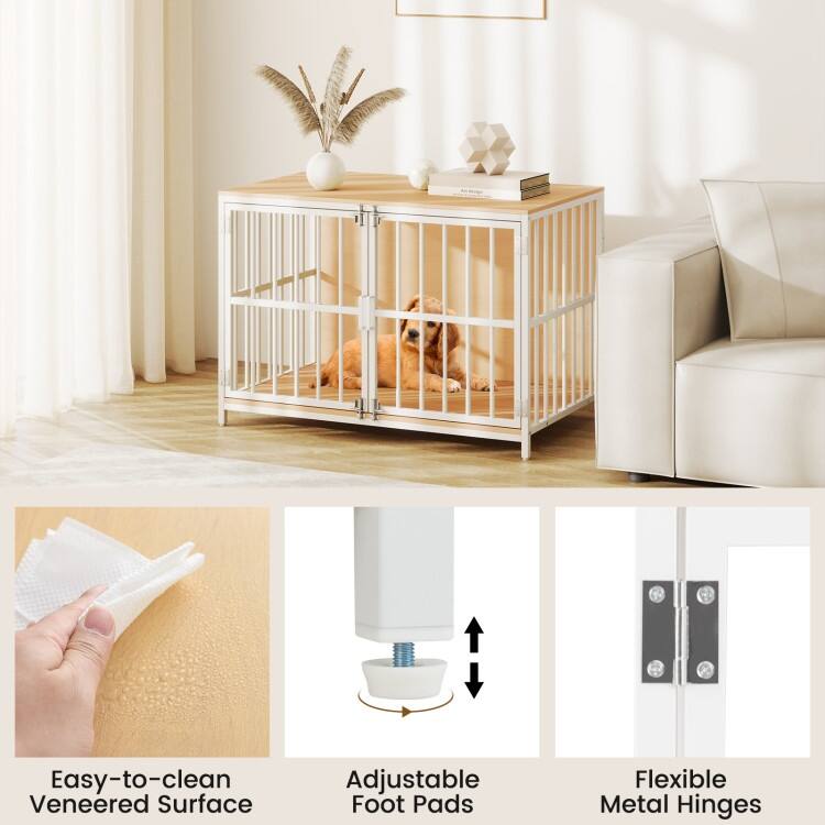 Dog Cage with Lockable Doors and Side Table Indoor Kennel Crate for Small and Medium Dogs