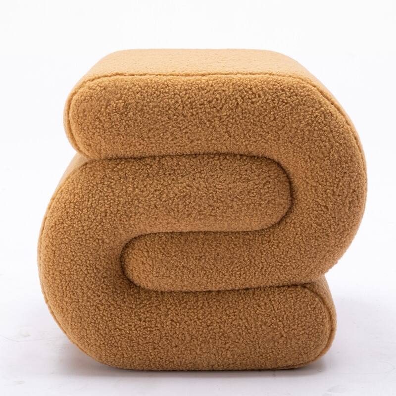 Teddy Fabric S-shape Ottoman Makeup Stool Footstool