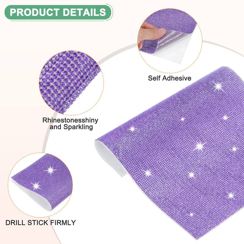 1 Roll Crystal Rhinestone Ribbon, for DIY - Violet - 9.45 Inch x 7.87 Inch