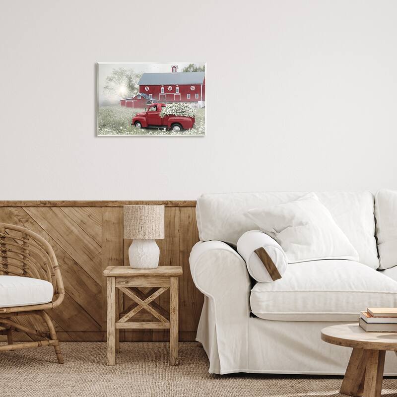 Stupell Red Truck Floral Country Meadow Wall Plaque Art by Lori Deiter