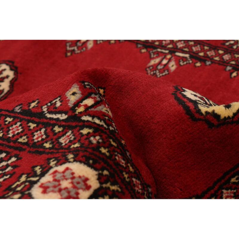ECARPETGALLERY Hand-knotted Peshawar Bokhara Red Wool Rug - 2'7 x 6'8