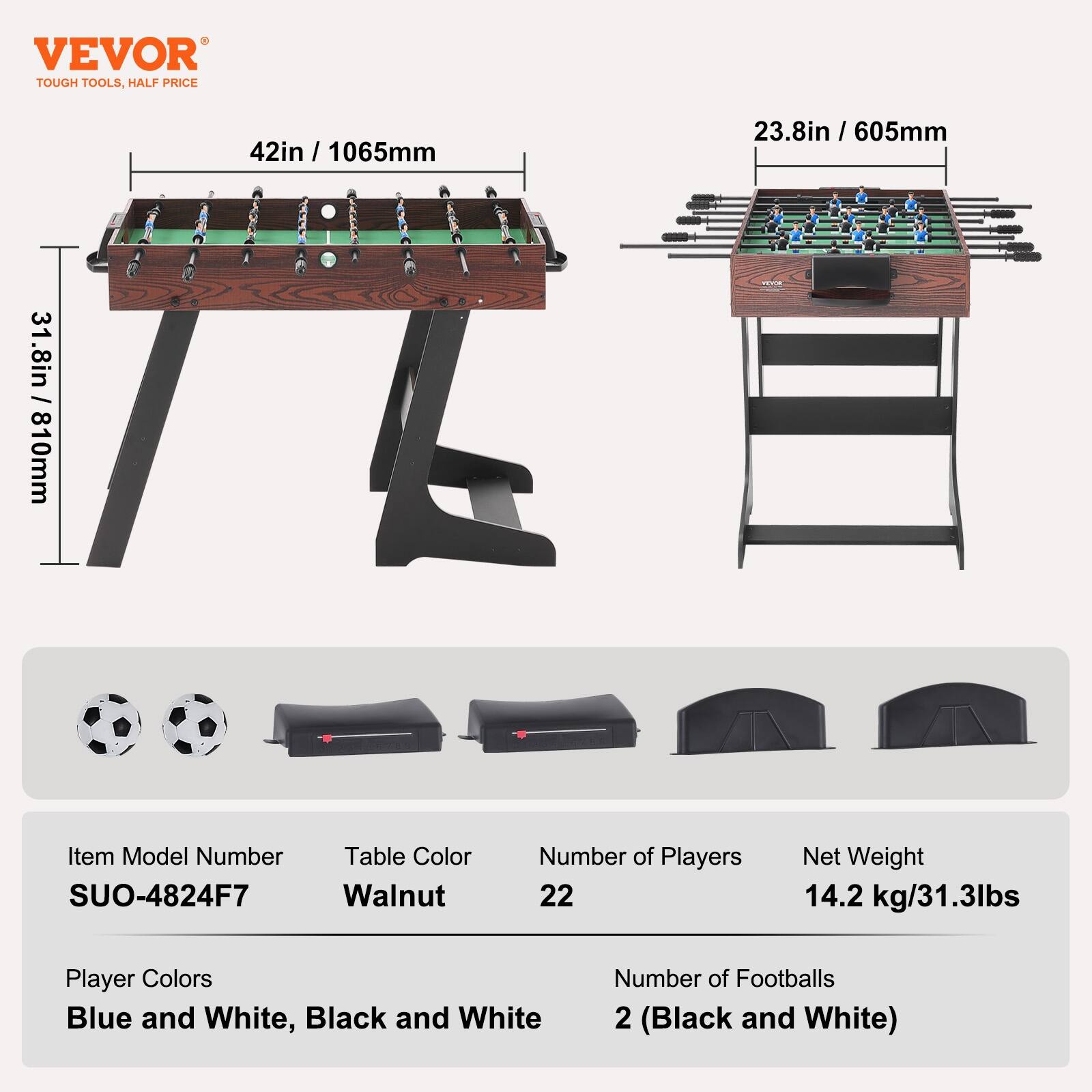 VEVOR Foosball Table Standard Size Foosball Table for Home Family and