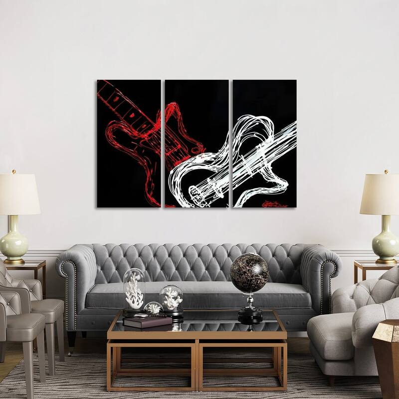 iCanvas "Love Strings" by Heather Offord 3-Piece Canvas Wall Art Set - 40x60x1.5