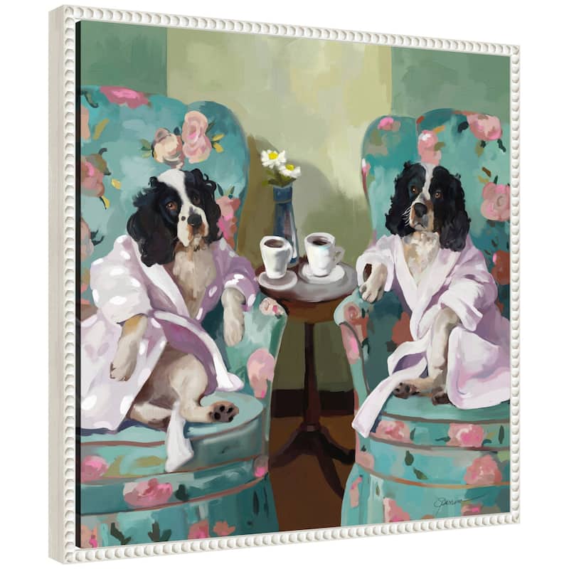 Kate and Laurel Sylvie Coffee Hour Framed Canvas by Mary Sparrow - 22x22
