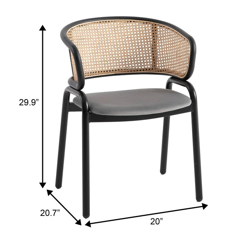 Ervilla Modern Mid Century Velvet Upholstered Dining Chair with Wicker Back Armchair for Dining Room and Kitchen (Set of 4)