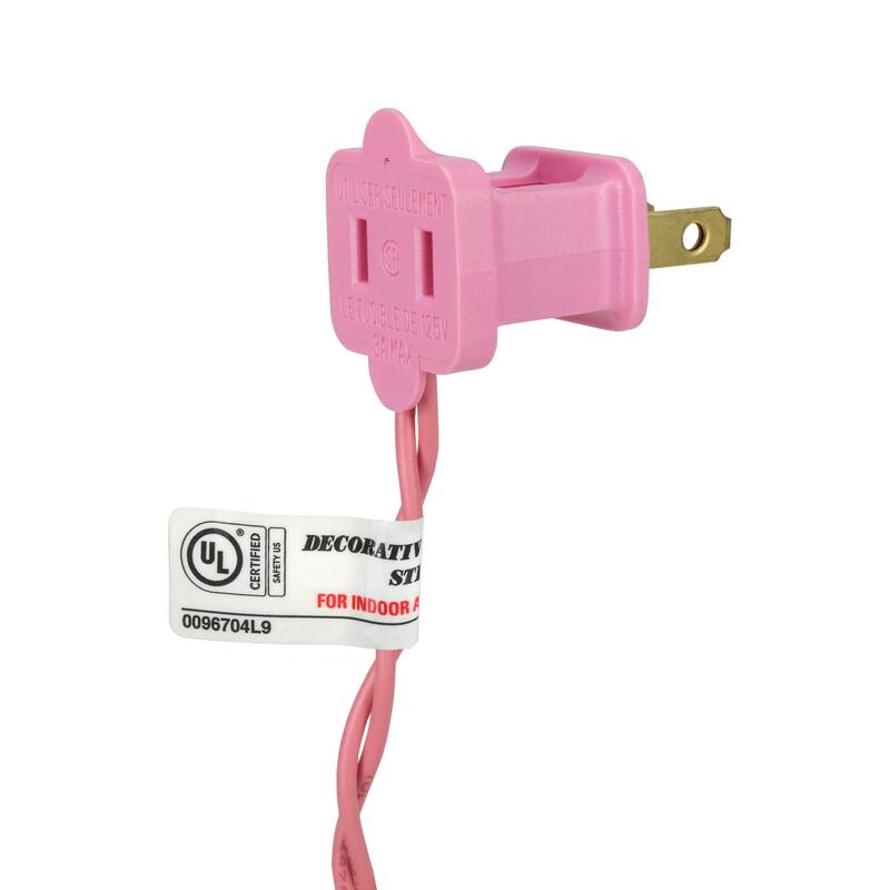100ct Pink Mini Christmas Light Set, 20ft Pink Wire