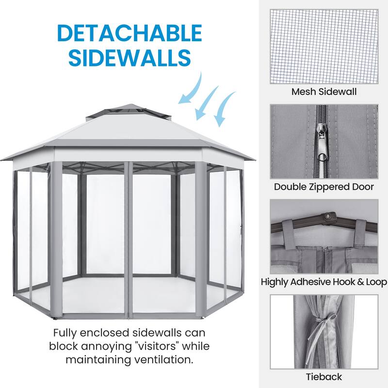 Yaheetech Outdoor Gazebo Pop Up Canopy with Metal Frame Mesh Netting