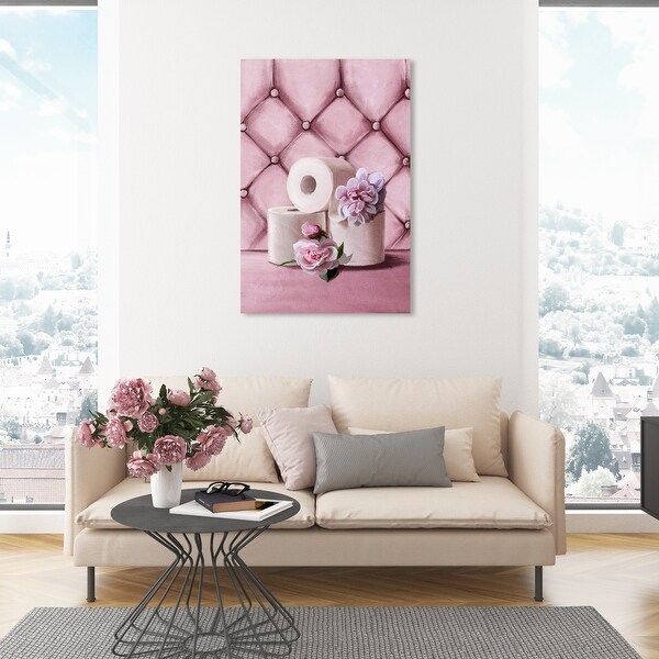 Oliver Gal 'Bathroom Essentials Pink' Bath and Laundry Pink Wall