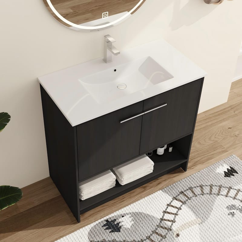 Malwee 30"/36" FreeStanding Bathroom Vanity, Floor Stand Bathroom Vanity with Sink and Soft Close Door