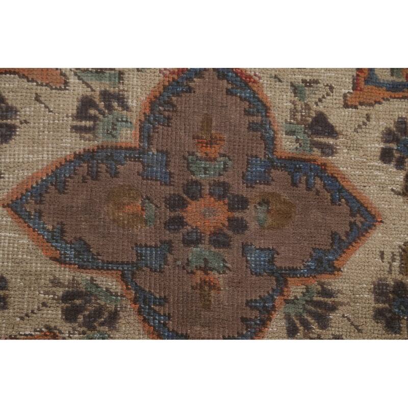 Brown Tabriz Persian Vintage Rug Handmade Wool Carpet - 8'1"x 10'9"