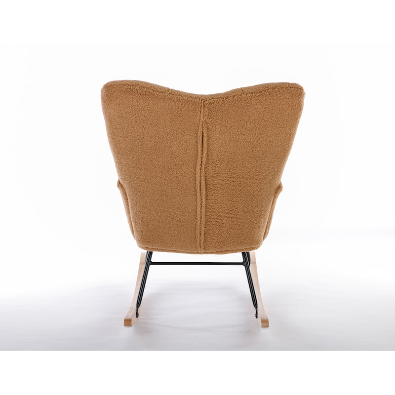 Khaki Teddy 31.5" High Back Buttons Tufted Rocking Chair