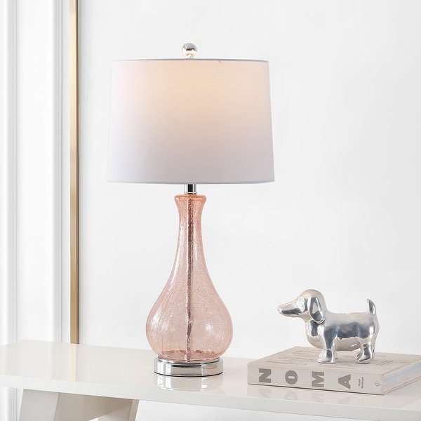 最も優遇 SAFAVIEH Lighting Finnley 28-inch Crackle Glass LED Table レオタード