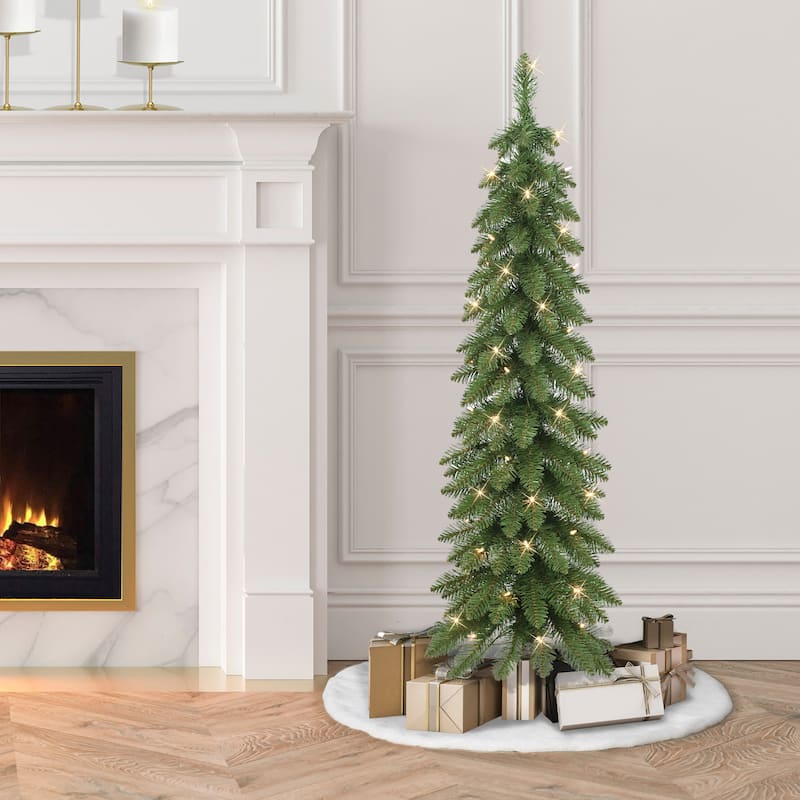 Puleo International 4 ft. Pre-Lit Artificial Alpine Pencil Tree