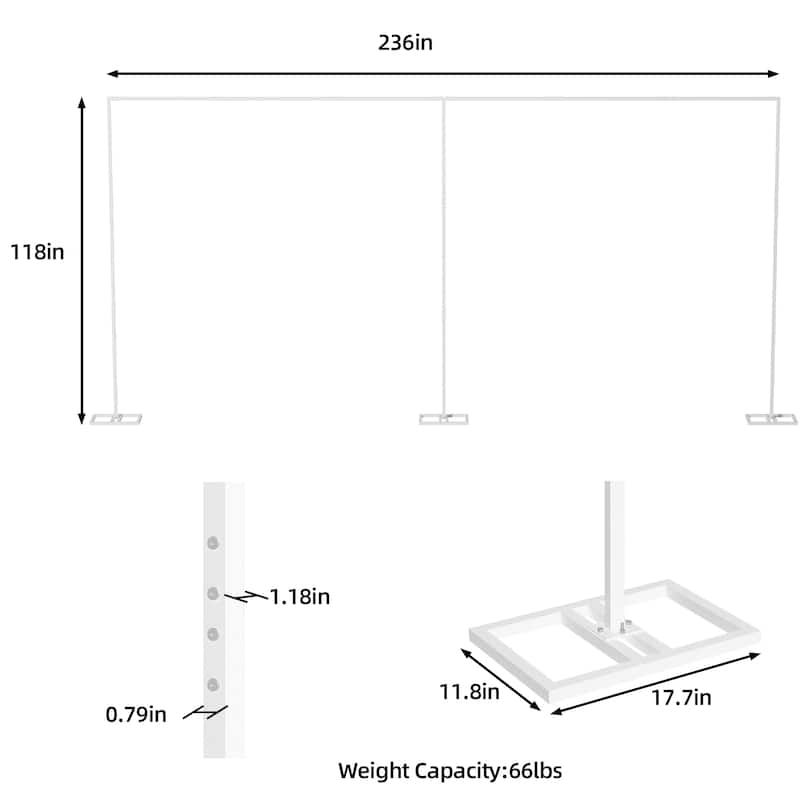 20x10Ft Long Square Metal Wedding Backdrop Frame Stand Adjustable