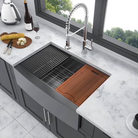 DORNBERG 33"L × 21"W Farmhouse Kitchen Sink with Accessory Kit