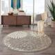Nourison Aloha Floral Modern Indoor/Outdoor Area Rug - 5'3" Round - Cream/Grey