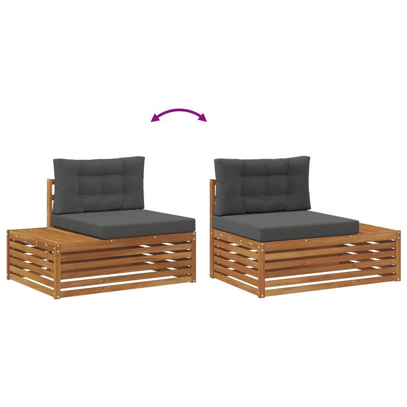 vidaXL Outdoor Sofa Set with Cushion 2 Piece Natural and Anthracite - 90.75 x 32.68 x 28.74 in