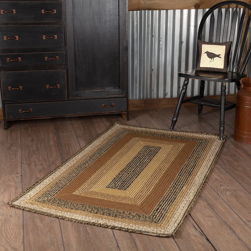 Kettle Grove Jute Rug Rect w/ Pad 36x60 - 3' x 5' Rectangle - 3' x 5' Rectangle - Black