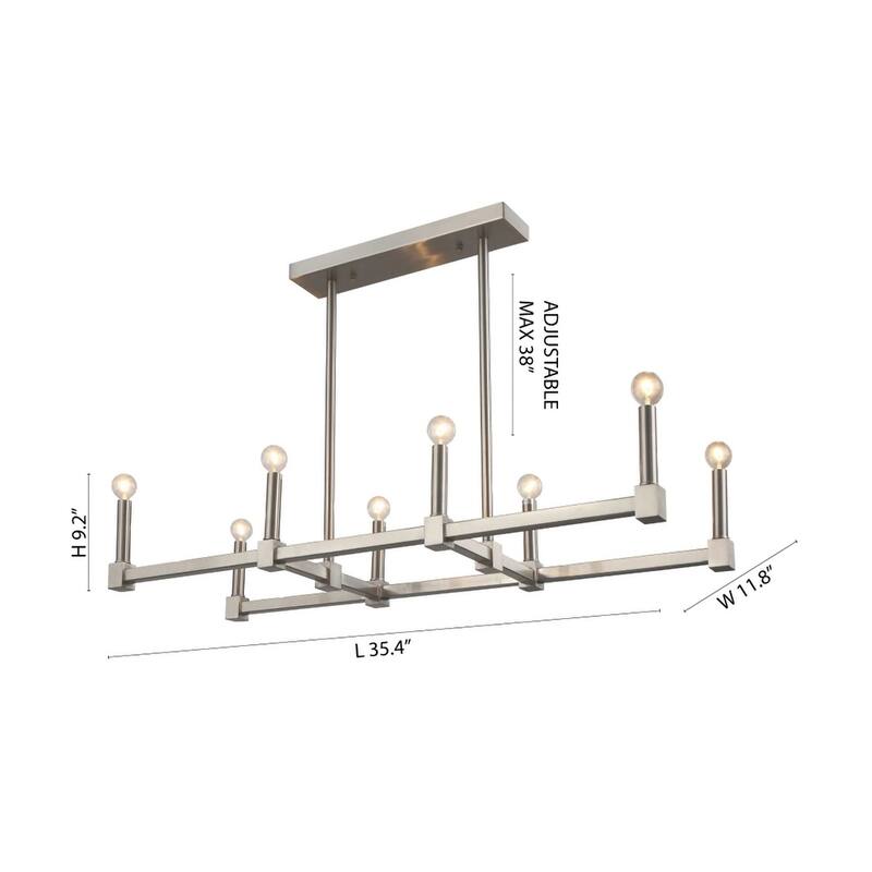 8-Light Chrome Metal Straight Piped Chandelier