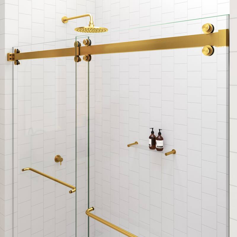 Polaris 60 in. x 78 in. Fully Frameless Glass Sliding Bypass Shower Doors with Square Hardware