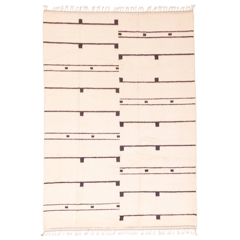ECARPETGALLERY Hand-knotted Pak Finest Marrakesh Cream Wool Rug - 6'11 x 9'8