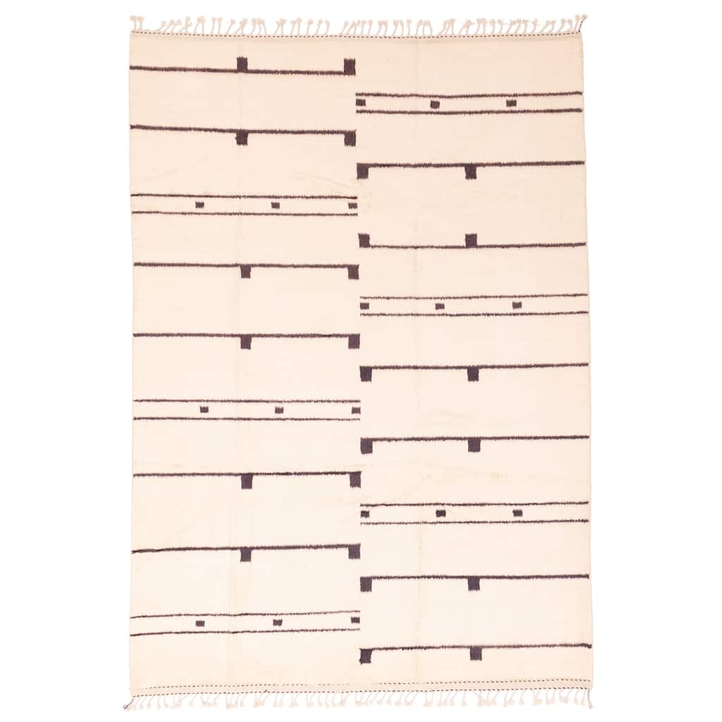 ECARPETGALLERY Hand-knotted Pak Finest Marrakesh Cream Wool Rug - 6'11 x 9'8