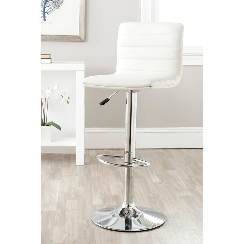 SAFAVIEH Starr White Adjustable Swivel Bar Stool - 15.4" x 18.5" x 34.7" - 15Wx19Dx41H - White