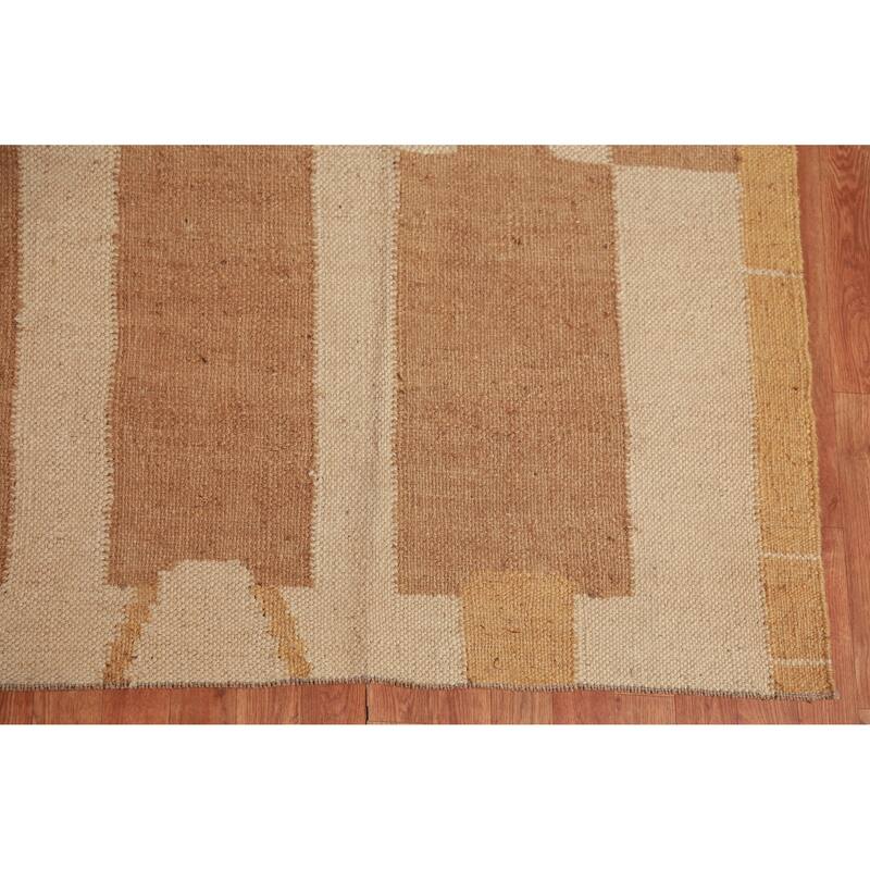 Hand Woven Oriental 100% Jute Carpet Southwestern Modern Brown Kilim Area Rug - 10' 2'' X 8' 3''