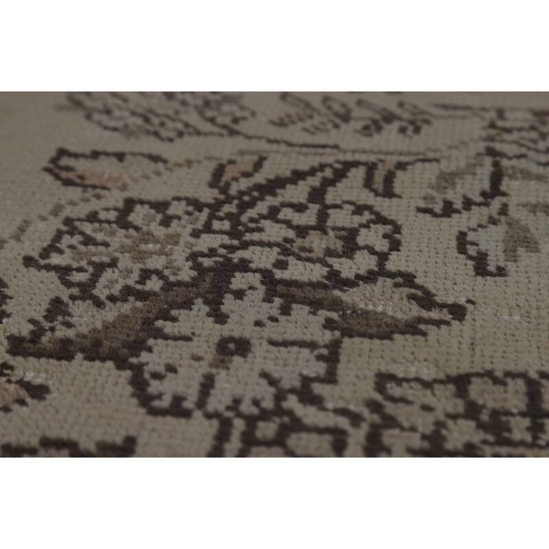 Tabriz Persian Vintage Area Rug Hand-Knotted Beige Wool Carpet - 9'6" x 13'4"