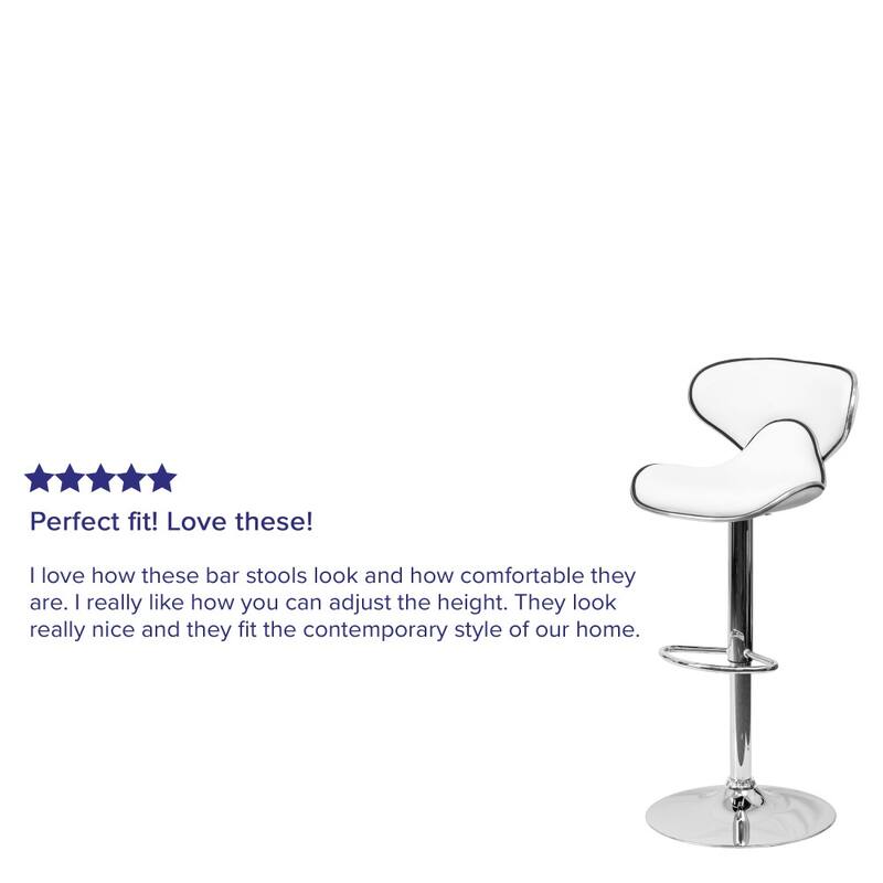 Contemporary Cozy Mid-back Vinyl Height-adjustable Chrome Barstool - 16"W x 17.5"D x 34.5" - 43"H