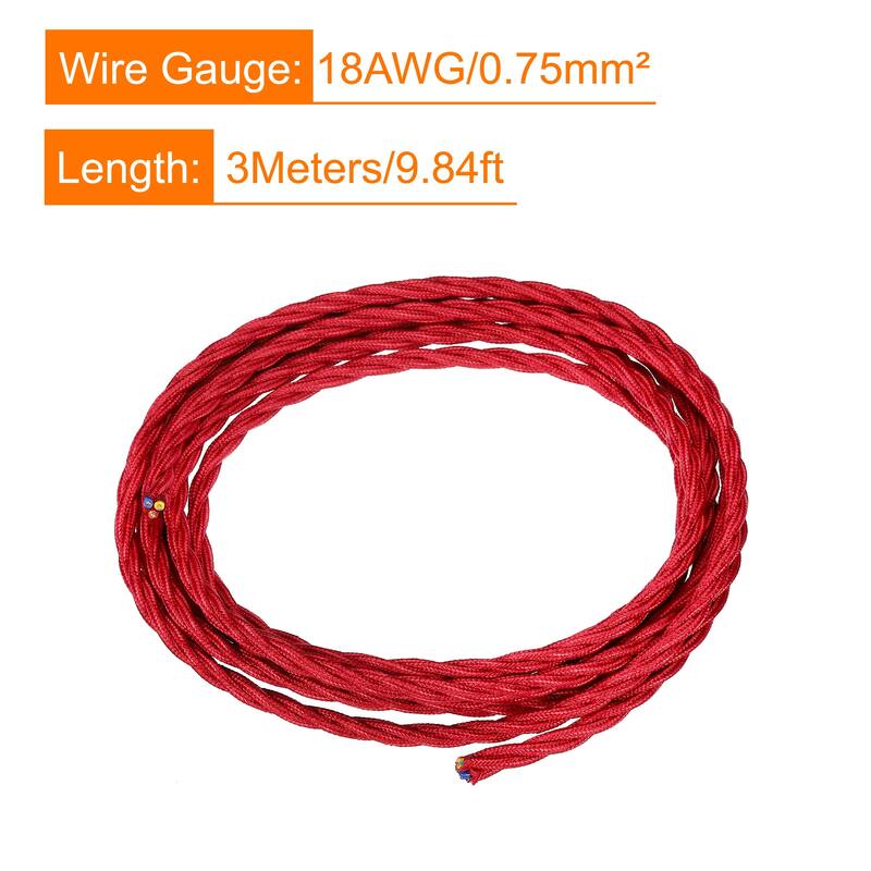 Twisted Cloth Covered Wire 3 Core 18AWG 3.0m/9.84ft,Electrical Cable ...