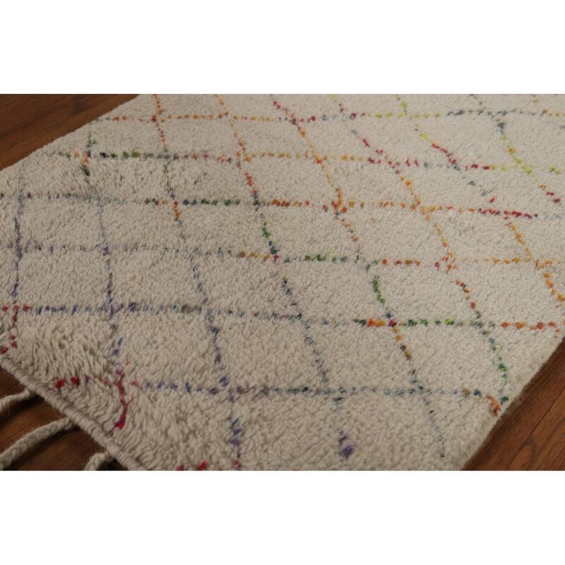 Trellis Moroccan Oriental Accent Rug Handmade Wool Carpet - 2'0"x 3'0"