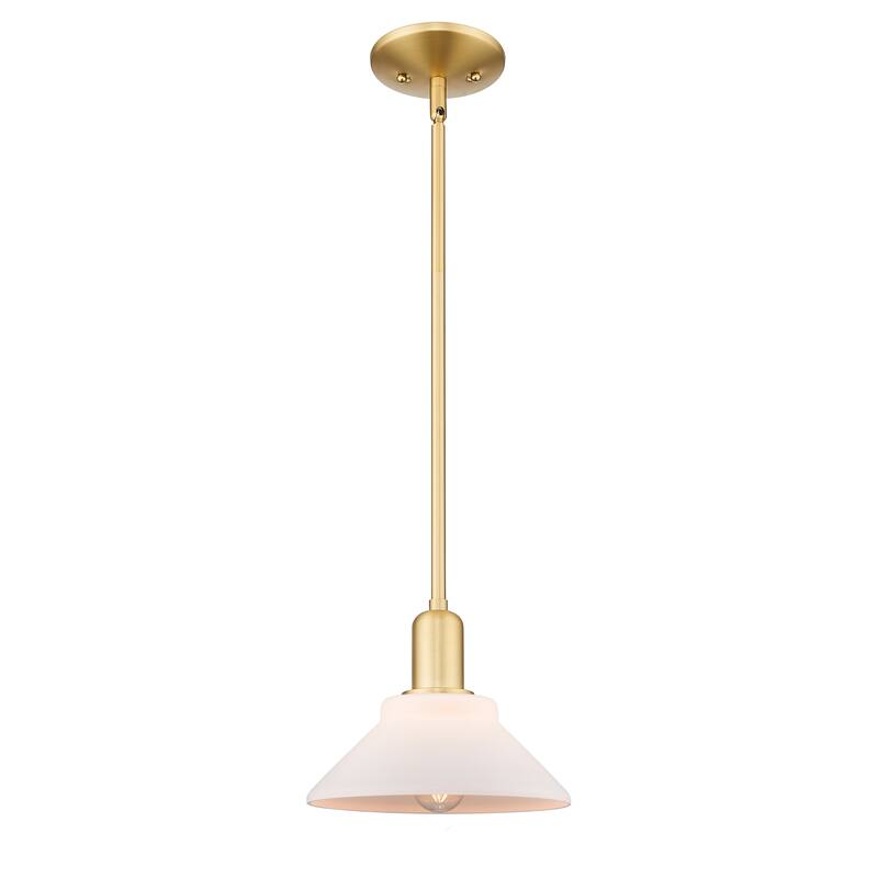 Innovations Lighting Endless Possibilities Arcadia - Orwell - 1 Light 8" Stem Hung Mini Pendant - Satin Gold/Matte White