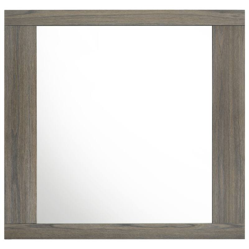Fene Rectangular Dresser Mirror, Flat Glass, 38 Inch Gray Oak Melamine - Gray Oak