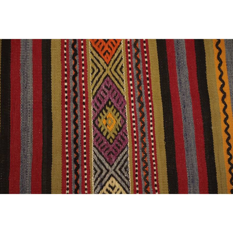 Hand Woven Oriental 100% Wool Carpet Southwestern Tribal Multi-Colored Kilim Area Rug - 8' 9'' X 5' 4''