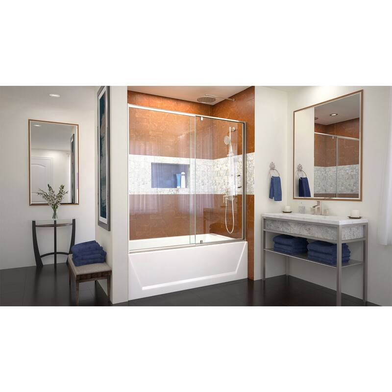 Flex 56-60 in. W x 58 in. H Semi-Frameless Pivot Tub Door
