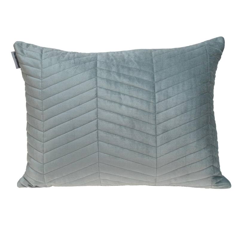 Yellow Quilted Velvet Zig Zag Decorative Lumbar Pillow - Grey