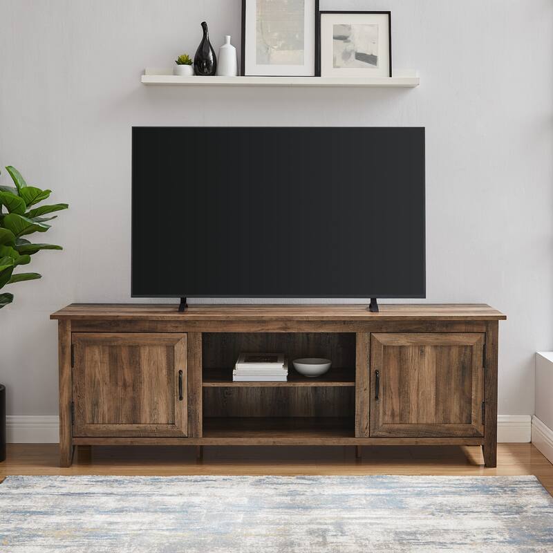 Chic 70" Modern Farmhouse TV Stand with Grooved Doors - Fits TVs Up to 85" for Your Living Room