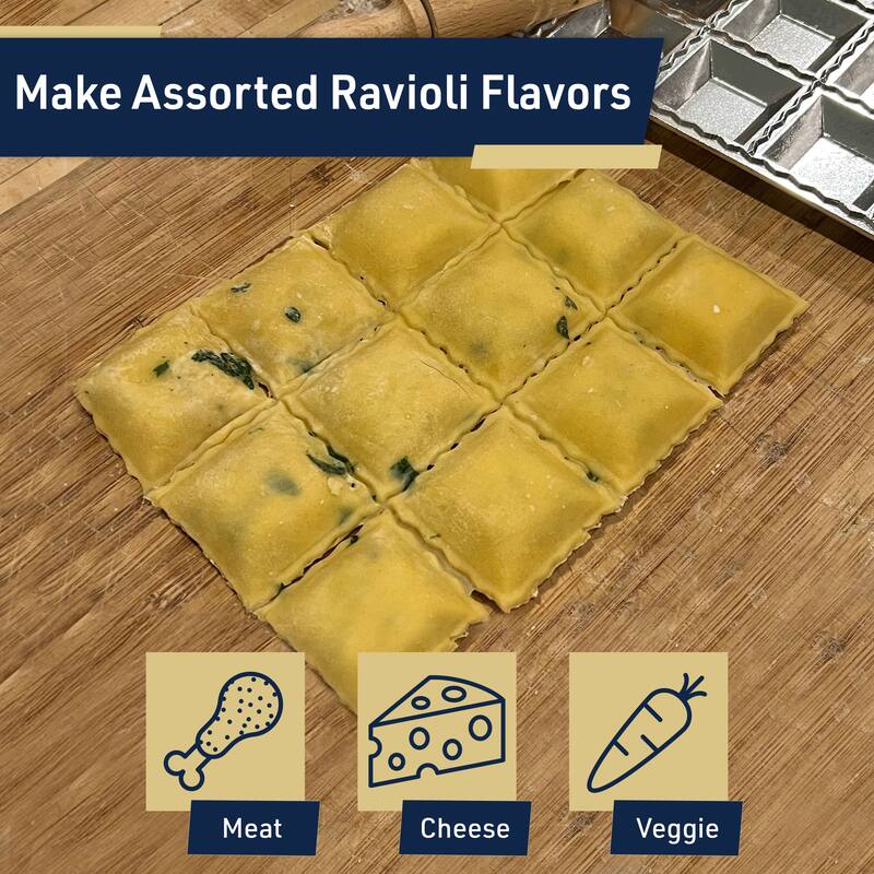 Kings County Tools Ravioli Mold Pasta Cutter - Makes 24 Square 2” Raviolis