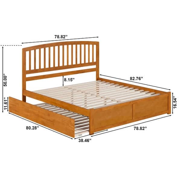 dimension image slide 4 of 11, Richmond Solid Wood Platform Bed with Footboard & Twin XL Trundle