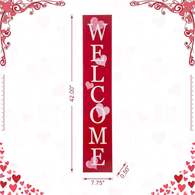 Glitzhome 42"H Valentines Wooden Large WELCOME LOVE Porch Sign